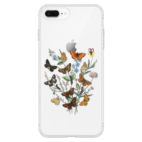 Botany Butterfly Clear Phone Case shown on iPhone 7 Plus/8 Plus