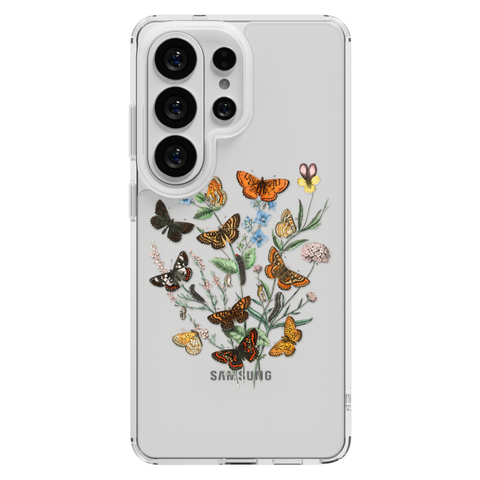 Botany Butterfly Clear Phone Case shown on Galaxy S25 Ultra