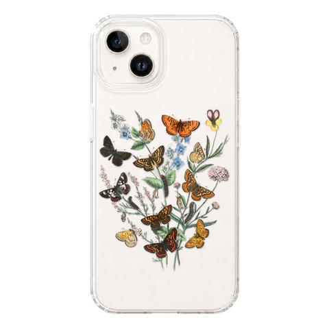 Botany Butterfly Clear Phone Case shown on iPhone 14