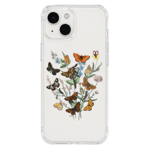 Botany Butterfly Clear Phone Case shown on iPhone 13 Mini