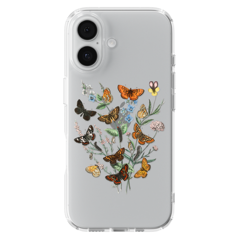 Botany Butterfly Clear Phone Case shown on iPhone 17