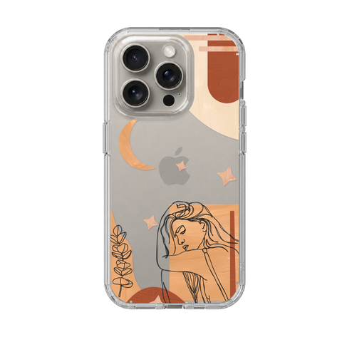Modern Moon Line Art Collage Clear Phone Case