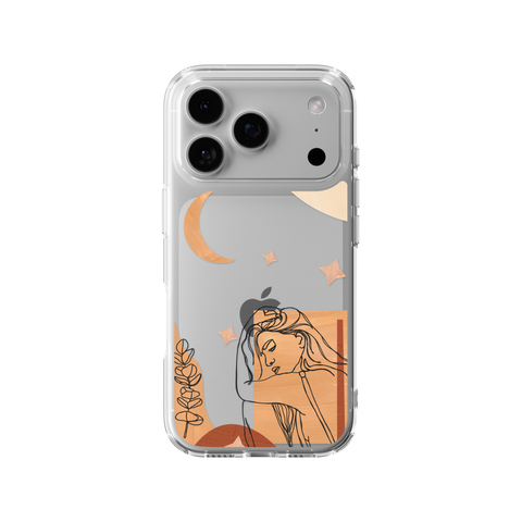 Modern Moon Line Art Collage Clear Phone Case