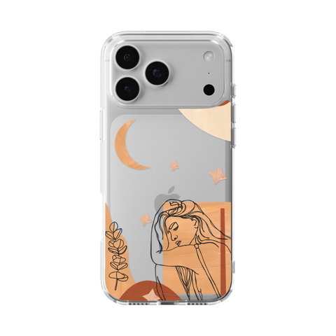 Modern Moon Line Art Collage Clear Phone Case