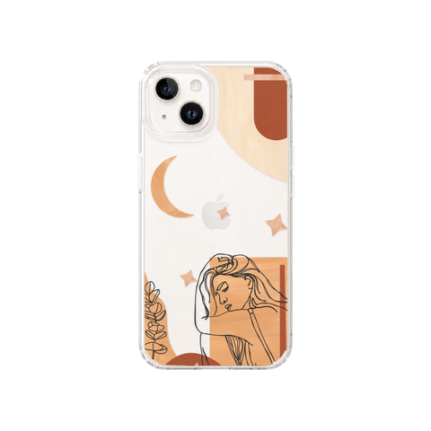 Modern Moon Line Art Collage Clear Phone Case