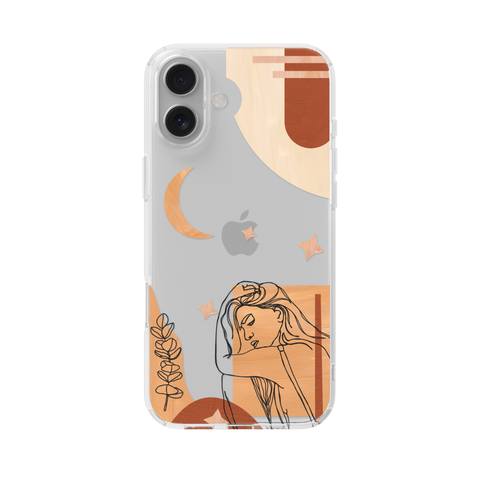Modern Moon Line Art Collage Clear Phone Case