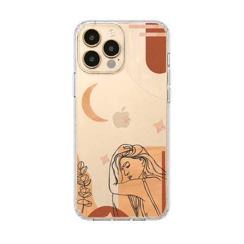 Modern Moon Line Art Collage Clear Phone Case