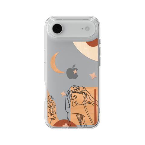 Modern Moon Line Art Collage Clear Phone Case