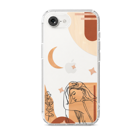 Modern Moon Line Art Collage Clear Phone Case