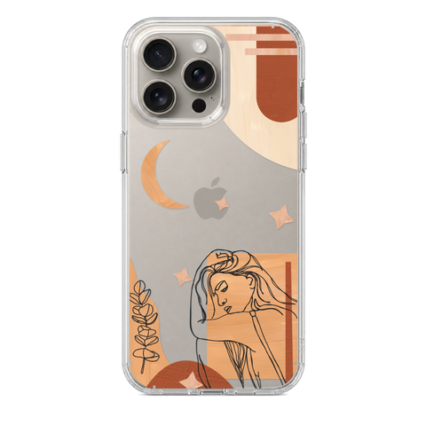 Modern Moon Line Art Collage Clear Phone Case