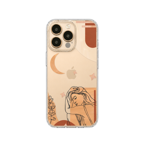 Modern Moon Line Art Collage Clear Phone Case