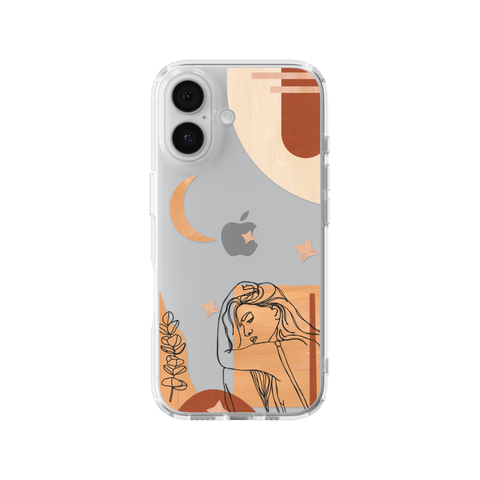 Modern Moon Line Art Collage Clear Phone Case