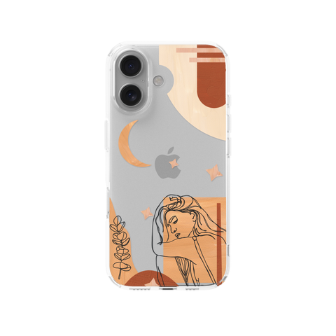 Modern Moon Line Art Collage Clear Phone Case
