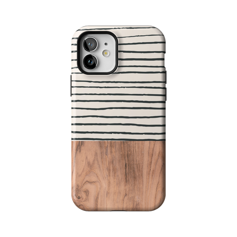 Striped Wood Print Tough Phone Case for iPhone 12 - The Urban Flair