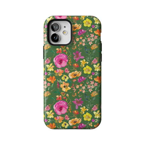 Green Watercolor Flowers Tough Phone Case for iPhone 12 - The Urban Flair