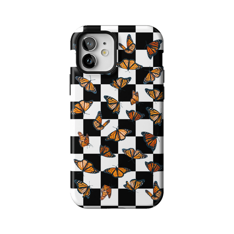 Checkered Monarch Butterfly Tough Phone Case for iPhone 12 - The Urban Flair