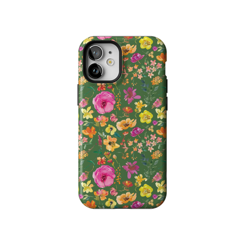 Green Watercolor Flowers Tough Phone Case for iPhone 12 Mini - The Urban Flair