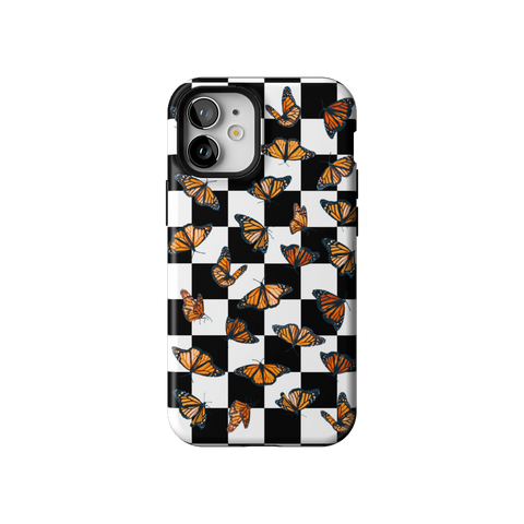 Checkered Monarch Butterfly Tough Phone Case for iPhone 12 Mini - The Urban Flair