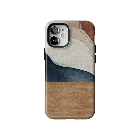 Rustic Watercolor & Wood Print Tough Phone Case for iPhone 12 Mini - The Urban Flair