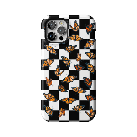 Checkered Monarch Butterfly Tough Phone Case for iPhone 12 Pro - The Urban Flair