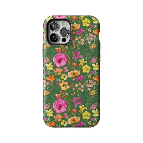 Green Watercolor Flowers Tough Phone Case for iPhone 12 Pro - The Urban Flair