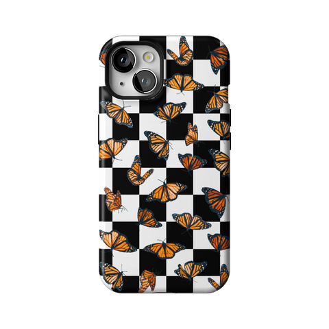 Checkered Monarch Butterfly Tough Phone Case for iPhone 13 - The Urban Flair
