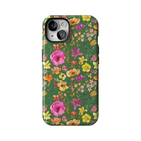 Green Watercolor Flowers Tough Phone Case for iPhone 13 - The Urban Flair