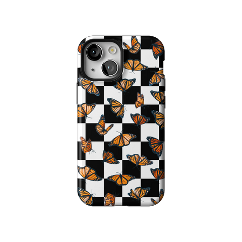 Checkered Monarch Butterfly Tough Phone Case for iPhone 13 Mini - The Urban Flair