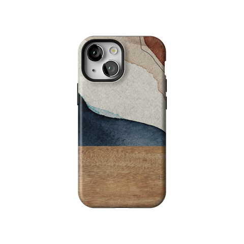 Rustic Watercolor & Wood Print Tough Phone Case for iPhone 13 Mini - The Urban Flair