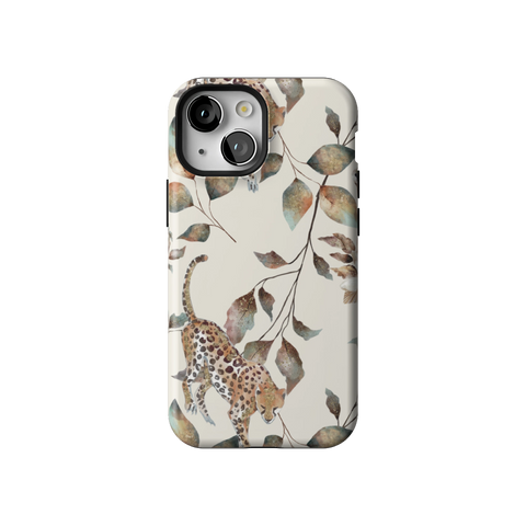 Autumn Cheetah Botanical Tough Phone Case for iPhone 13 Mini - The Urban Flair