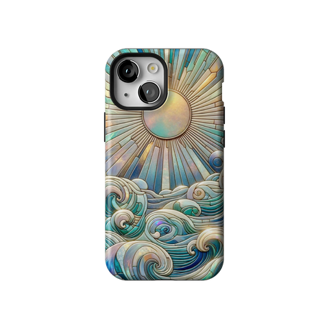 Sun Rays & Ocean Waves Stained Glass Tough Phone Case for iPhone 13 Mini - The Urban Flair