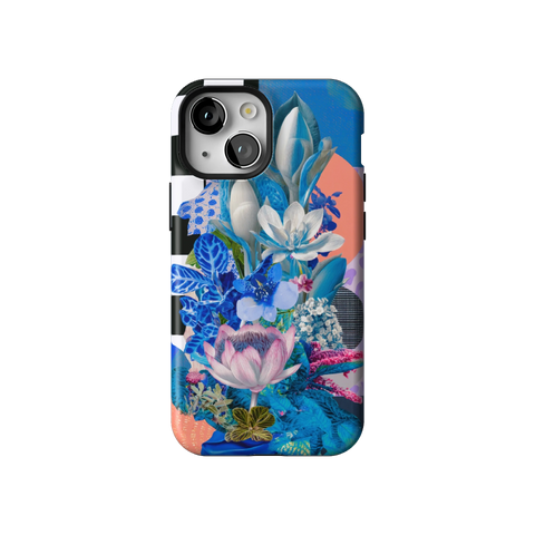 Blue Lotus Botanical Collage Tough Phone Case for iPhone 13 Mini - The Urban Flair