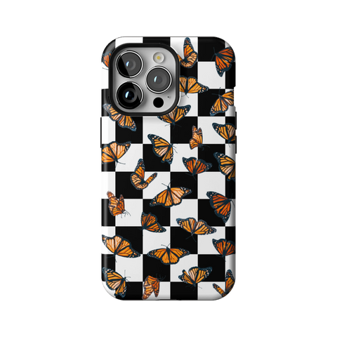 Checkered Monarch Butterfly Tough Phone Case for iPhone 13 Pro - The Urban Flair