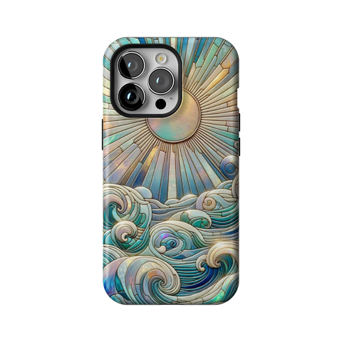 Sun Rays & Ocean Waves Stained Glass Tough Phone Case for iPhone 13 Pro - The Urban Flair