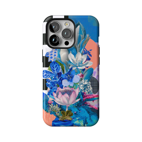Blue Lotus Botanical Collage Tough Phone Case for iPhone 13 Pro - The Urban Flair