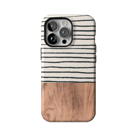 Striped Wood Print Tough Phone Case for iPhone 13 Pro - The Urban Flair