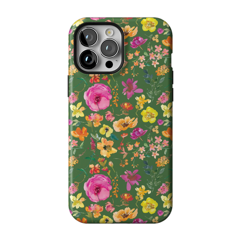 Green Watercolor Flowers Tough Phone Case for iPhone 13 Pro Max - The Urban Flair