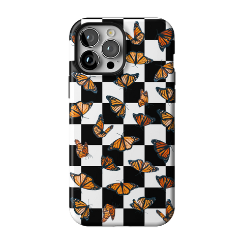 Checkered Monarch Butterfly Tough Phone Case for iPhone 13 Pro Max - The Urban Flair