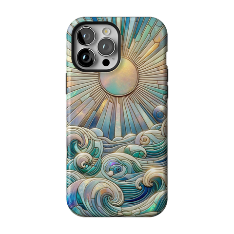 Sun Rays & Ocean Waves Stained Glass Tough Phone Case for iPhone 13 Pro Max - The Urban Flair