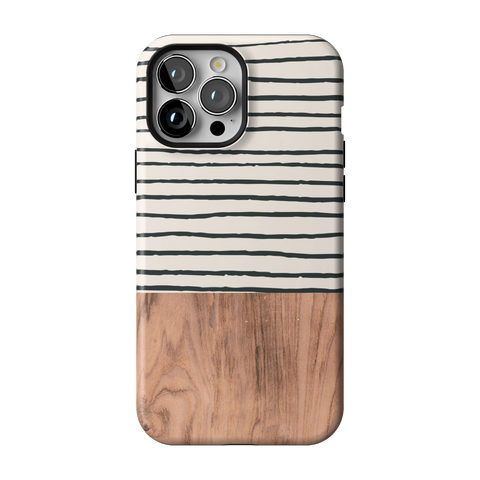Striped Wood Print Tough Phone Case for iPhone 13 Pro Max - The Urban Flair