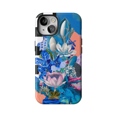 Blue Lotus Botanical Collage Tough Phone Case for iPhone 14 - The Urban Flair