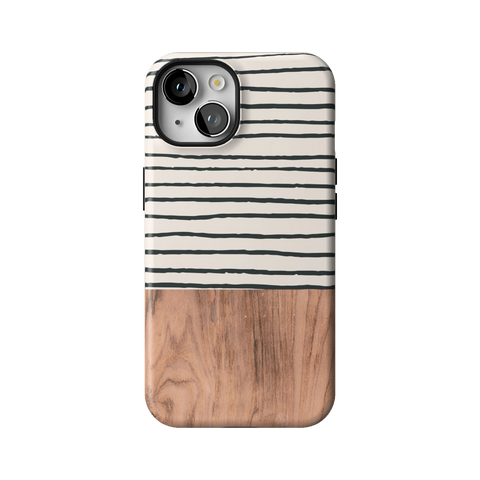 Striped Wood Print Tough Phone Case for iPhone 14 - The Urban Flair