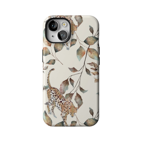 Autumn Cheetah Botanical Tough Phone Case for iPhone 14 - The Urban Flair