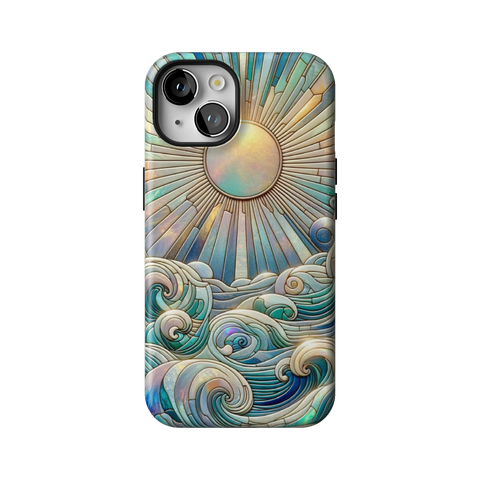 Sun Rays & Ocean Waves Stained Glass Tough Phone Case for iPhone 14 - The Urban Flair