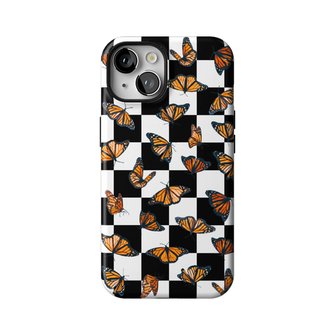 Checkered Monarch Butterfly Tough Phone Case for iPhone 14 - The Urban Flair