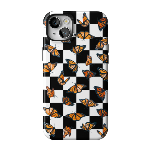 Checkered Monarch Butterfly Tough Phone Case for iPhone 14 Plus - The Urban Flair