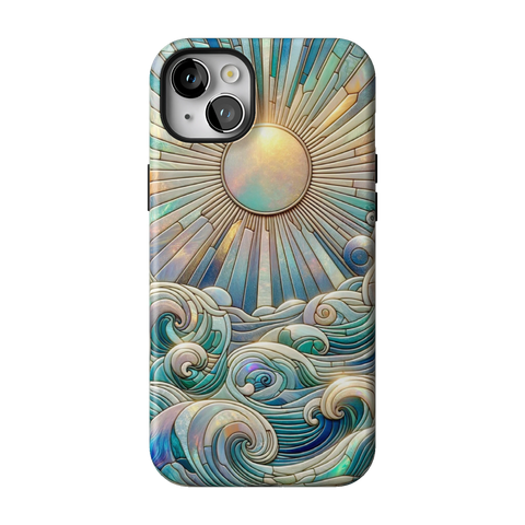 Sun Rays & Ocean Waves Stained Glass Tough Phone Case for iPhone 14 Plus - The Urban Flair