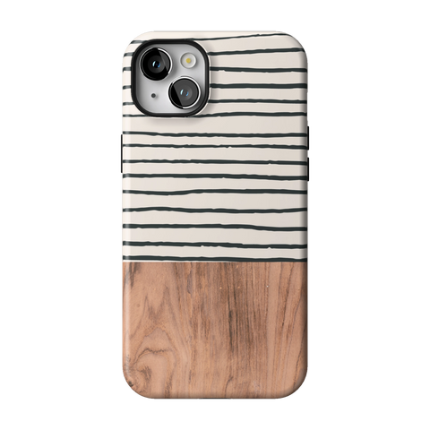Striped Wood Print Tough Phone Case for iPhone 14 Plus - The Urban Flair