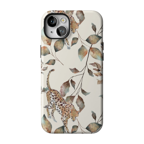 Autumn Cheetah Botanical Tough Phone Case for iPhone 14 Plus - The Urban Flair