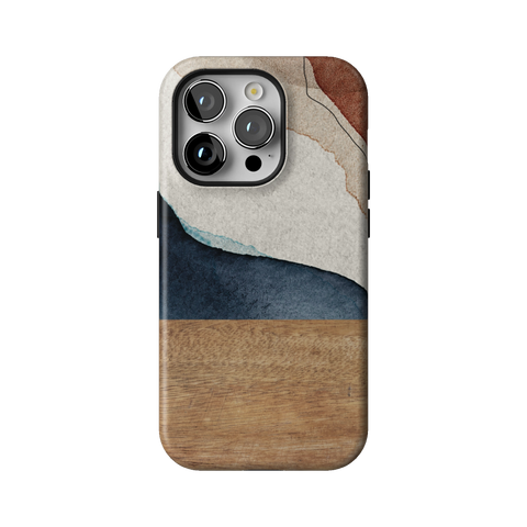 Rustic Watercolor & Wood Print Tough Phone Case for iPhone 14 Pro - The Urban Flair